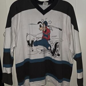 Disney Black and White V-Neck Sweater with Teal Accents